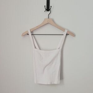 American Eagle Ribbed Crisscross Strap White Tank Size Large